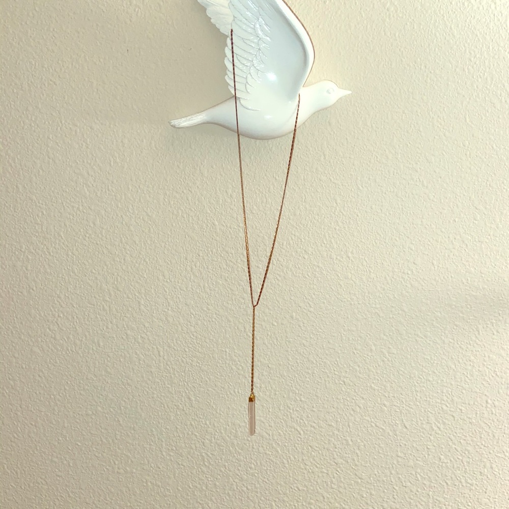 Y Necklace with Dangling Crystal